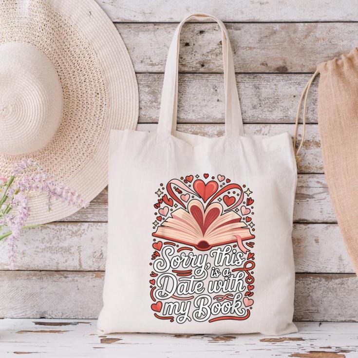 Sorry This Is a Date With My Book Valentine Canvas Tote Bag