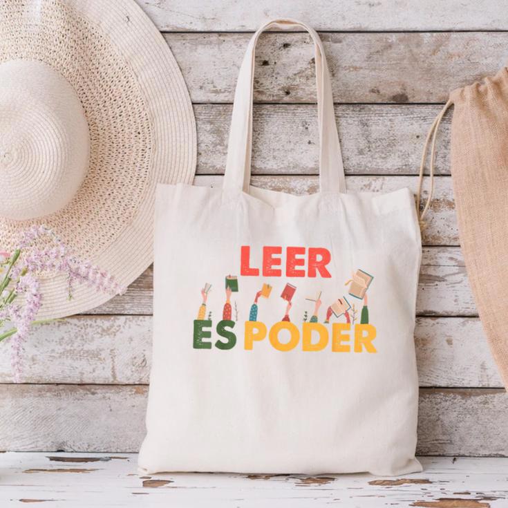 Spanish Reading Book Lover Teacher Maestra Leer Es Poder For Men Women Canvas Tote Bag