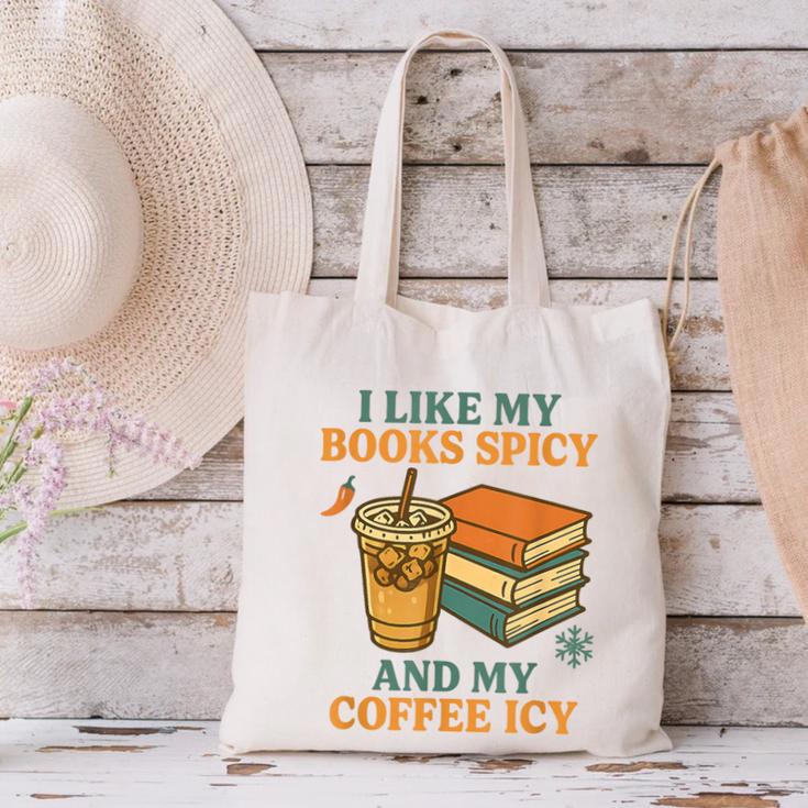 Spicy Books And Iced Coffee Book Lover Smut Reader Canvas Tote Bag