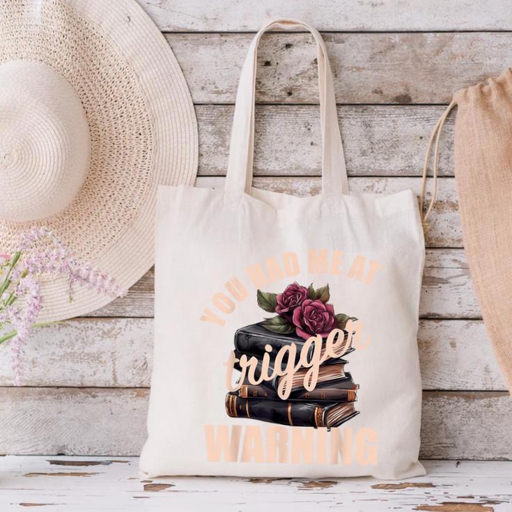 Spicy Books Merch Dark Romance You Had Me At Trigger Warning Canvas Tote Bag