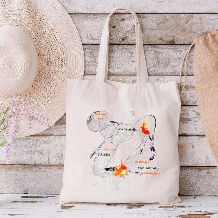 Splash Water Frutiger Aero Y2K Style Clownfish Canvas Tote Bag