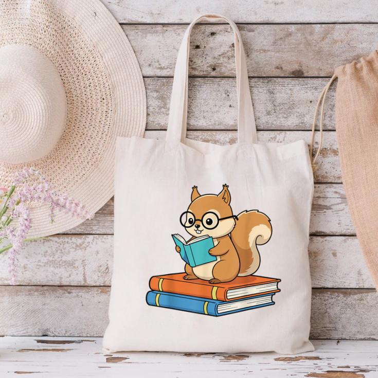 Squirrel Reading Book Glasses Bookworm Librarian Canvas Tote Bag