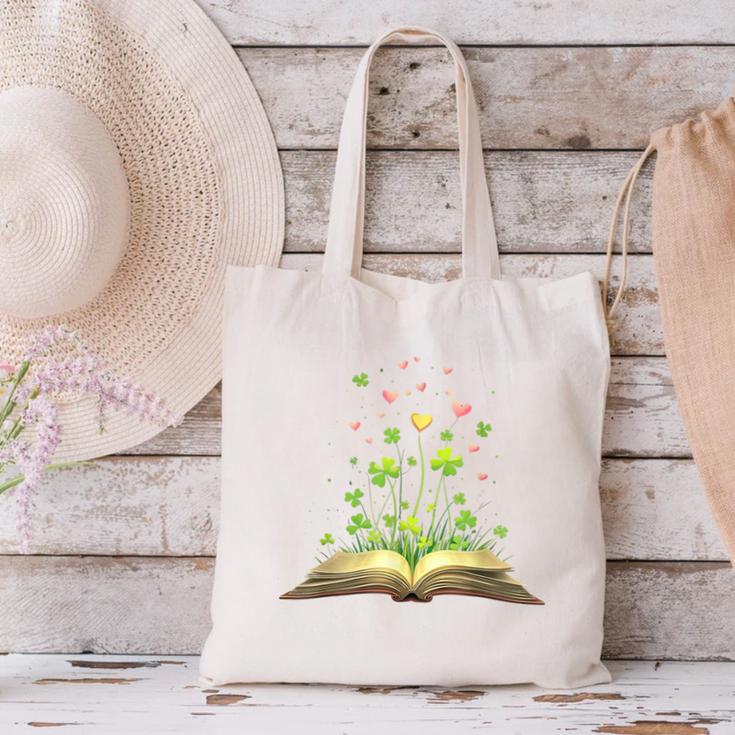 St Patricks Day Book Lover Librarian Core Shamrock Author Canvas Tote Bag