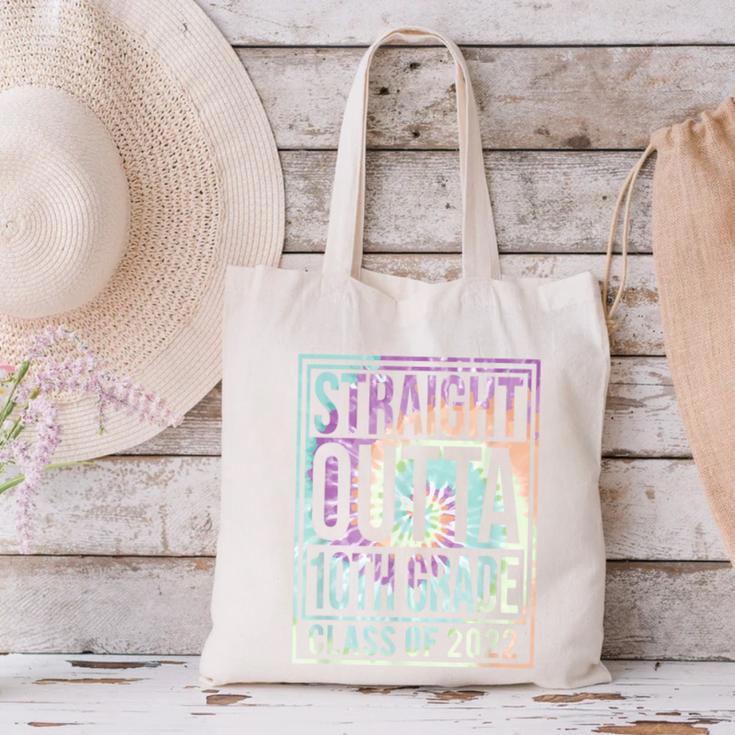 Straight Outta 10th Grade Class Of 2022 School Graduation Canvas Tote Bag