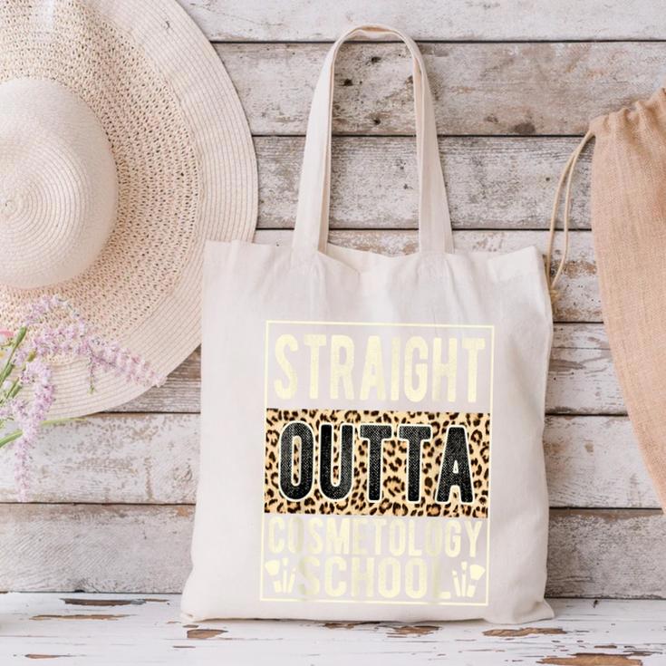 Straight Outta Cosmetology School Leopard Graduation Canvas Tote Bag