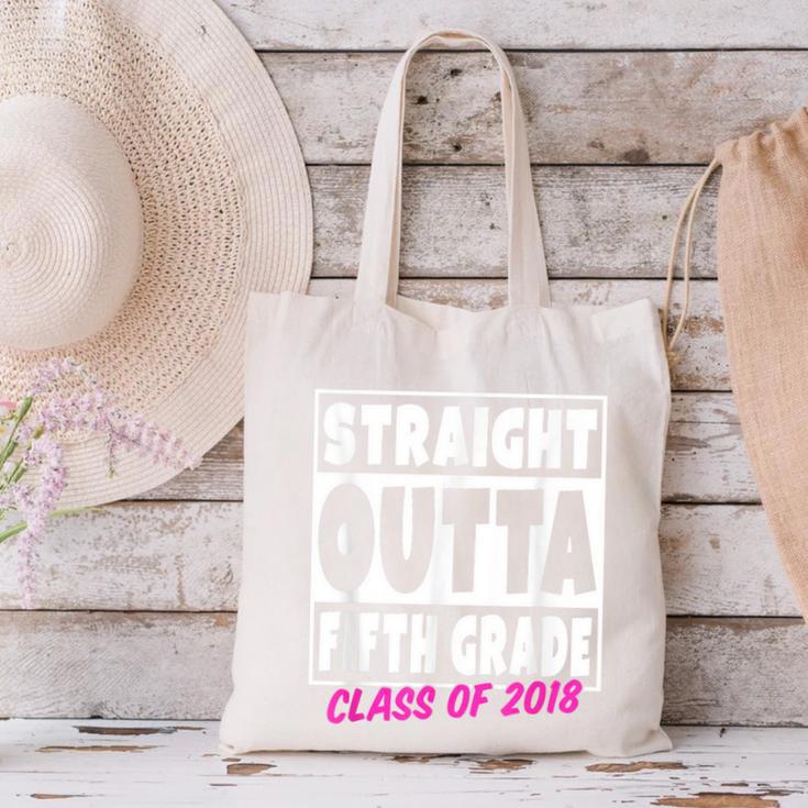 Straight Outta Fifth Grade Class Of 2018 Graduation Canvas Tote Bag