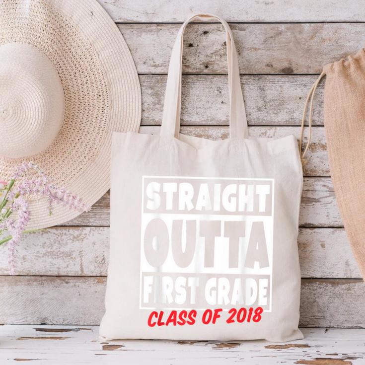 Straight Outta First Grade Class Of 2018 Graduation Canvas Tote Bag