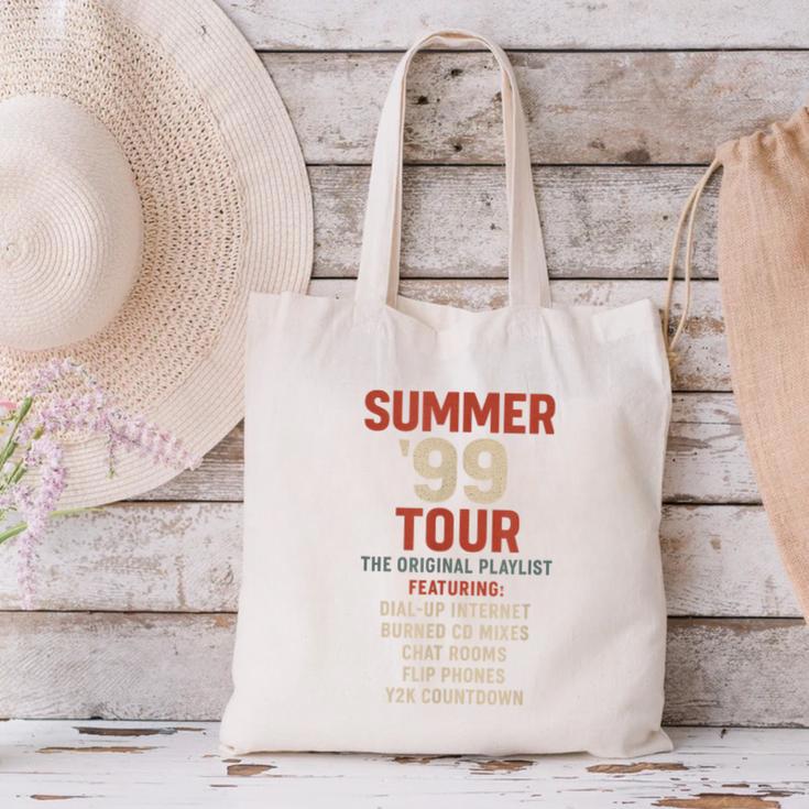 Summer 99 Tour Original Playlist Retro Nostalgia Canvas Tote Bag