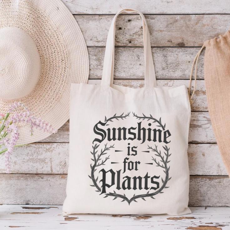 Sunshine Is For Plants Introverts Goth Gothic Gamers Canvas Tote Bag Sunshine Is For Plants Introverts Goth Gothic Gamers Canvas Tote Bag