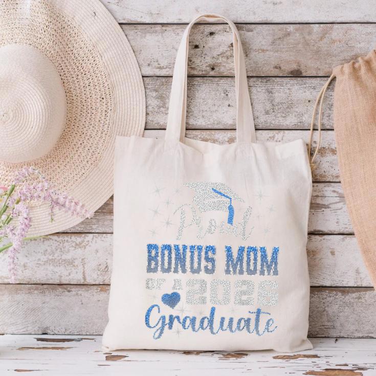 Super Proud Bonus Mom Of 2026 Graduate Graduation Family Canvas Tote Bag