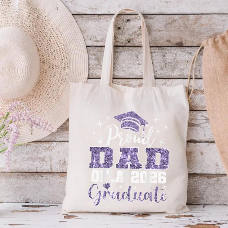 Super Proud Dad Of 2026 Graduate Senior Graduation Family Canvas Tote Bag