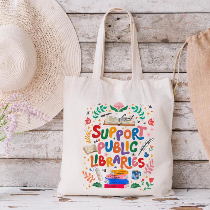 Support Public Libraries Book Nerd Outfit For Book Lovers Canvas Tote Bag