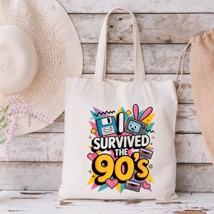 I Survived The 90s – Cute Retro Cartoon Nostalgia Canvas Tote Bag I Survived The 90s – Cute Retro Cartoon Nostalgia Canvas Tote Bag