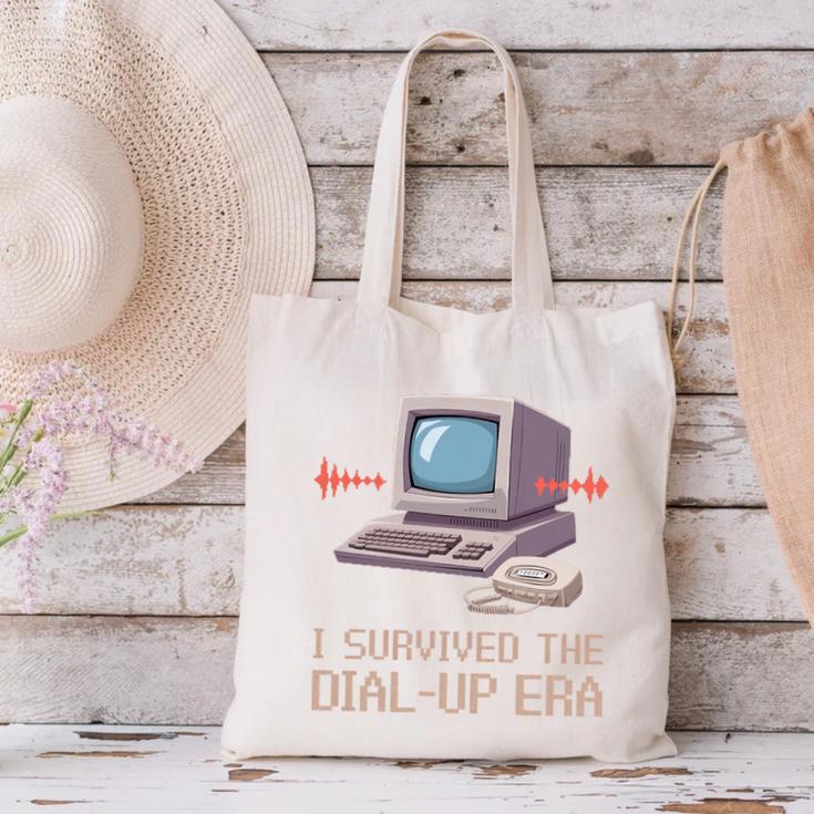 I Survived The Dial-Up Era Retro 90s Nostalgia Premium Tri-Blend Canvas Tote Bag I Survived The Dial-Up Era Retro 90s Nostalgia Premium Tri-Blend Canvas Tote Bag
