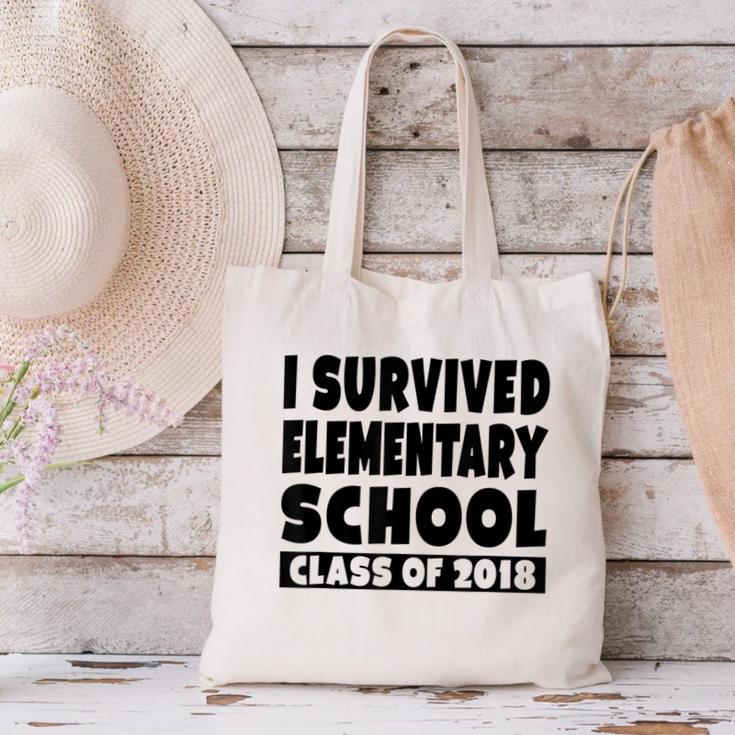I Survived Elementary School Class Of 2018 Graduation Shirt Canvas Tote Bag