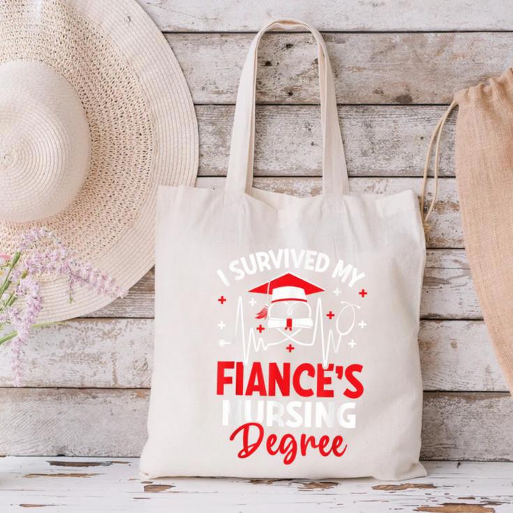 i Survived My Fiance's Nursing Degree Graduation Gifts Canvas Tote Bag
