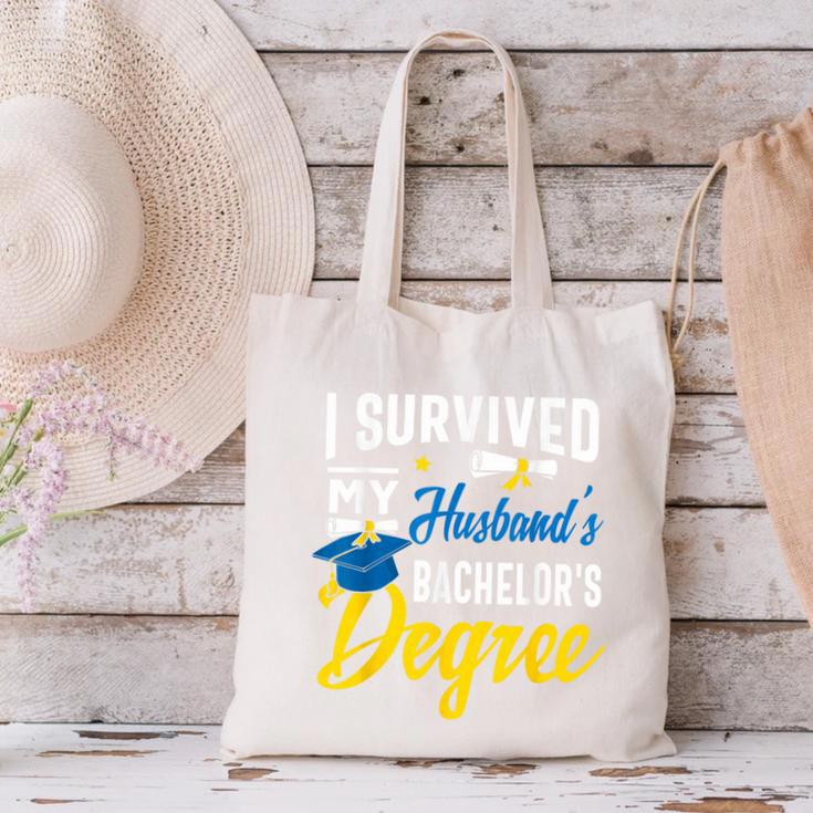 i Survived My Husbands Bachelors Degree Graduation Gifts Canvas Tote Bag