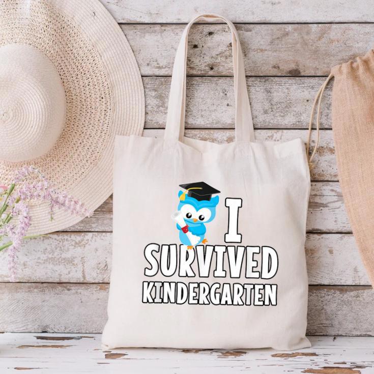 I Survived Kindergarten Graduation Kids Owl Grad Canvas Tote Bag