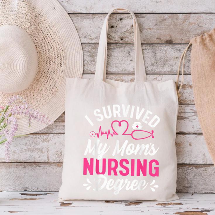 I Survived My Mom's Nursing Degree Nurse Graduation Canvas Tote Bag