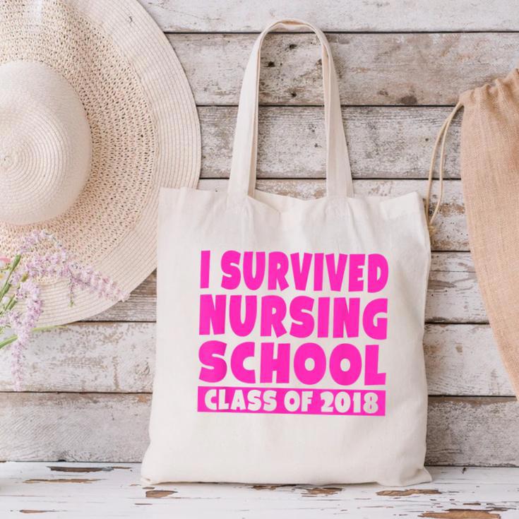 I Survived Nursing School Class Of 2018 Graduation Shirt Canvas Tote Bag