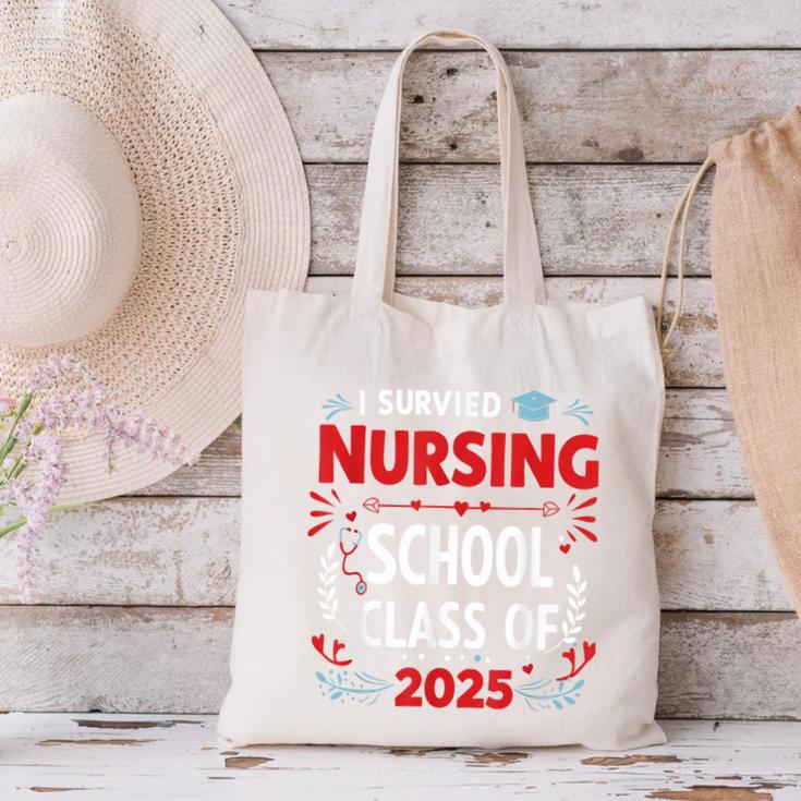 I Survived Nursing School Class Of 2025 Nurse Graduation Canvas Tote Bag