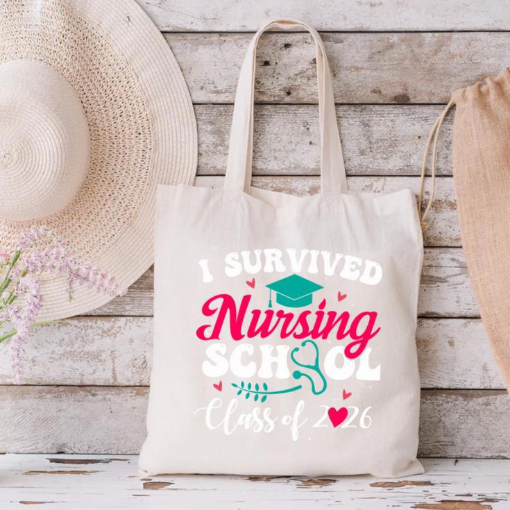 I Survived Nursing School Class Of 2026 Nurse Graduation Canvas Tote Bag