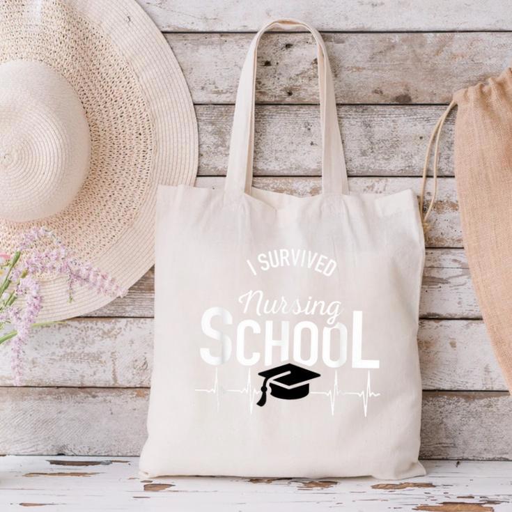 I Survived Nursing School Graduation RN NurseShirt Canvas Tote Bag