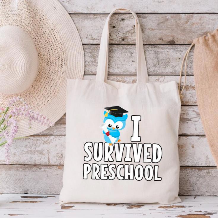 I Survived PreSchool Graduation Kids Owl Grad Shirt Canvas Tote Bag