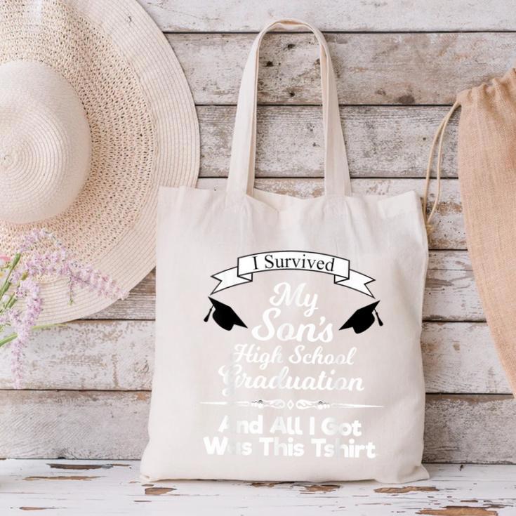I Survived My Son's High School Graduation Shirt Graduate Canvas Tote Bag