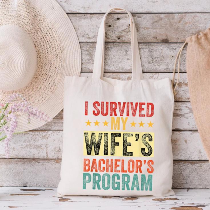 i Survived My Wife Bachelor's Degree Wife Graduation Canvas Tote Bag