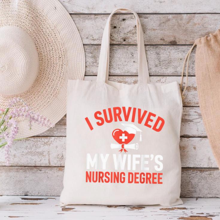 I Survived My Wife's Nursing Degree Rn Graduation Nurse Canvas Tote Bag