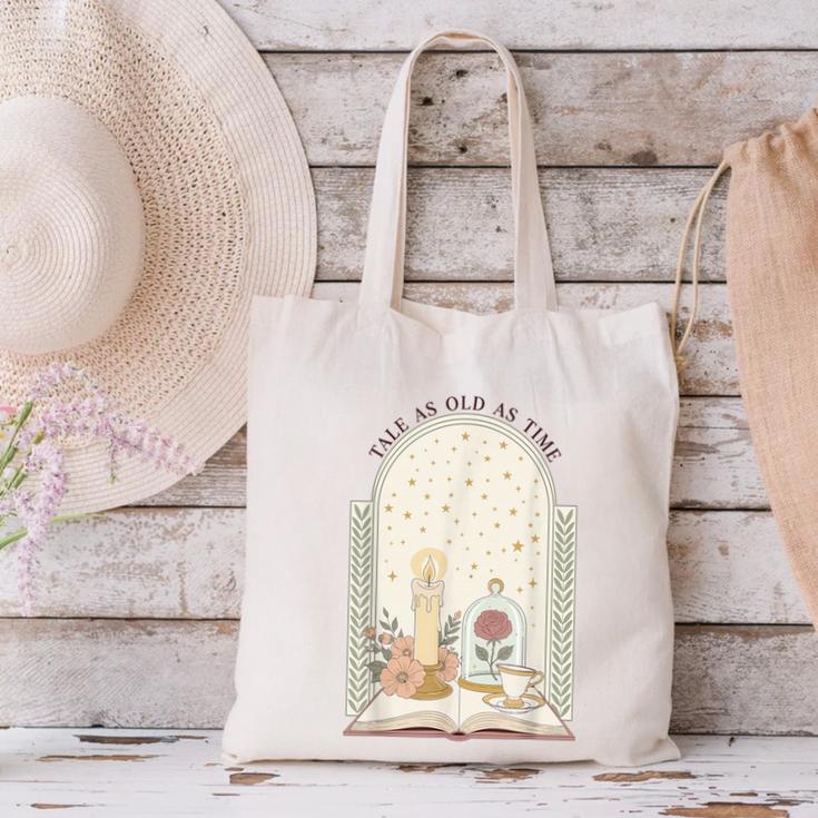 Tale As Old As Time Rose Candle And Book Canvas Tote Bag