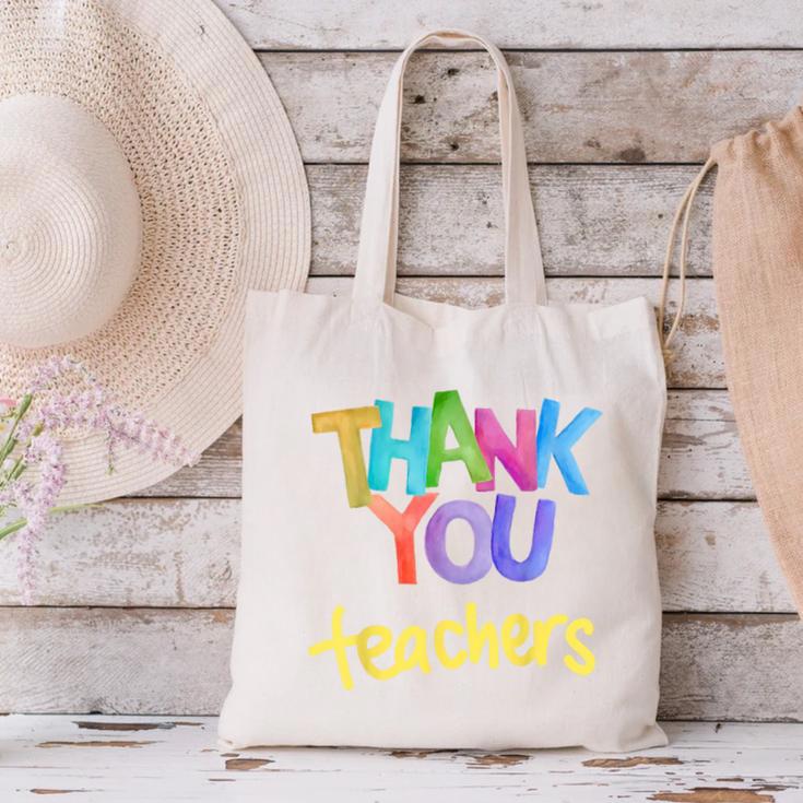 Thank You Teacher Appreciation Graduation Men Women Girls Kids Canvas Tote Bag