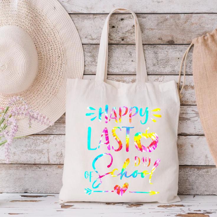 Tie Dye Happy Last Day Of School Graduation Teacher Student Canvas Tote Bag
