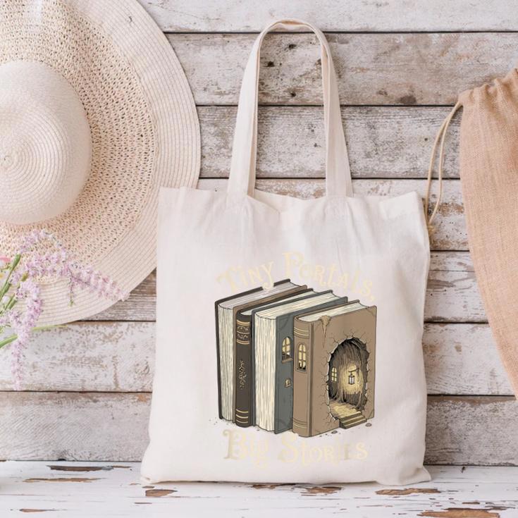 Tiny Portals Big Stories Book Nook Fantasy Gateway Canvas Tote Bag