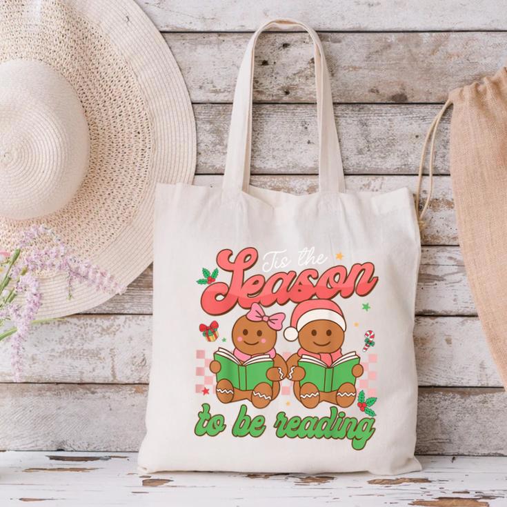 Tis The Season Book Reading Gingerbread Teacher Librarian Canvas Tote Bag