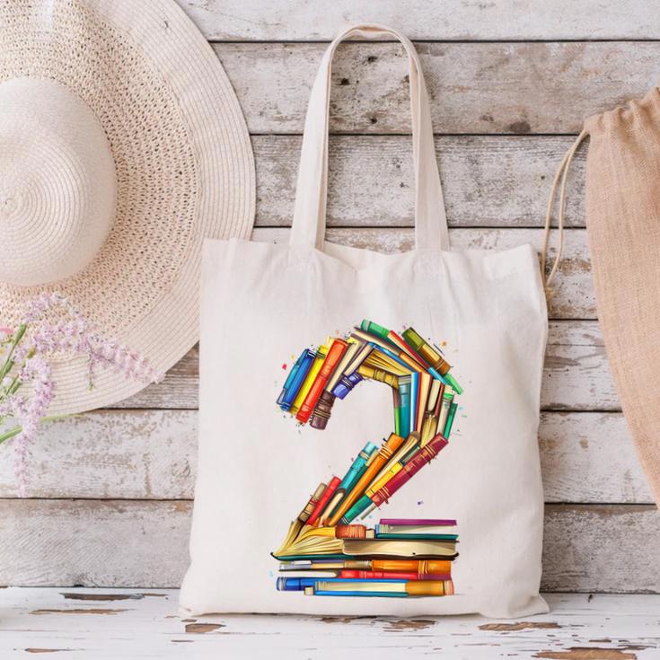 Toddler 2nd Birthday Books Themed 2 Year Old Boys Kids Girls Canvas Tote Bag