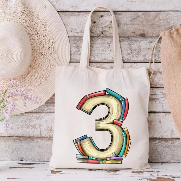 Toddler 3rd Birthday Books Themed 3 Year Old Boys Kids Girls Canvas Tote Bag