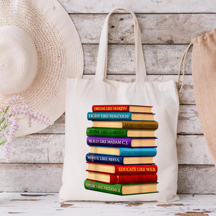 History Month Educated Black Leaders Reading Books Canvas Tote Bag