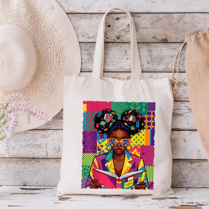 History Month Educated Black Women Girls Reading Book Canvas Tote Bag