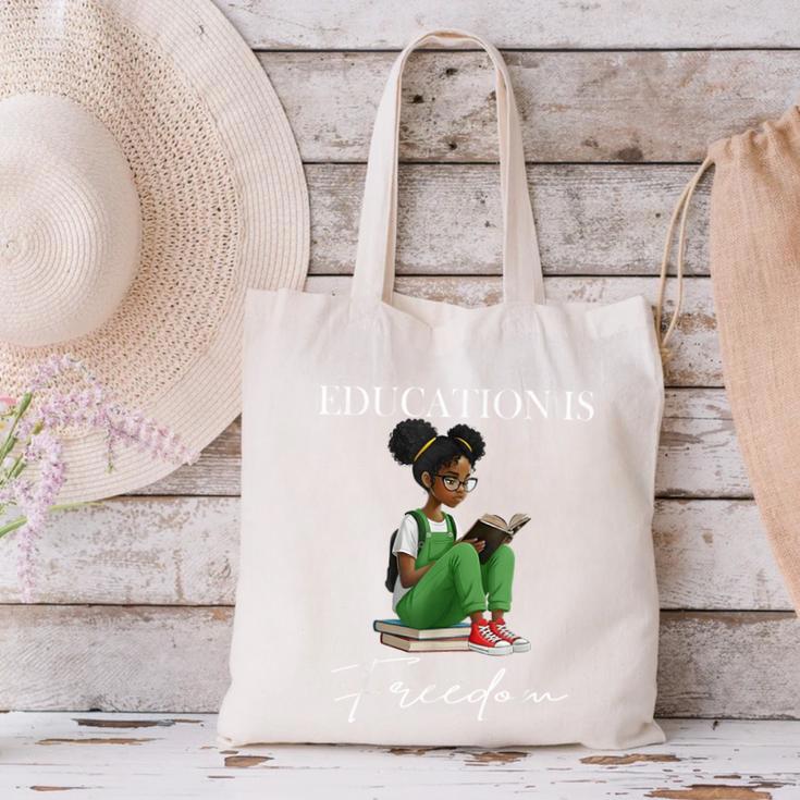 History Month Education Is Freedom Books Black Teacher Canvas Tote Bag