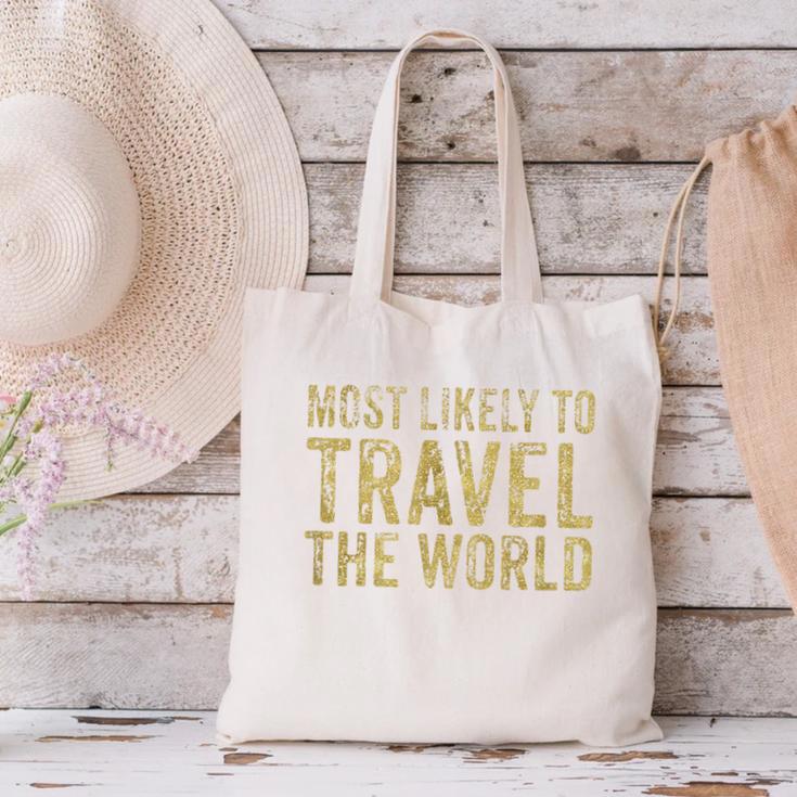 Travel Themed Graduation Tshirt Canvas Tote Bag