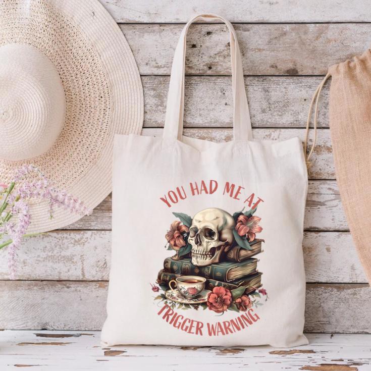 You Had Me At Trigger Warning Dark Romance Smutt Book Reader Canvas Tote Bag