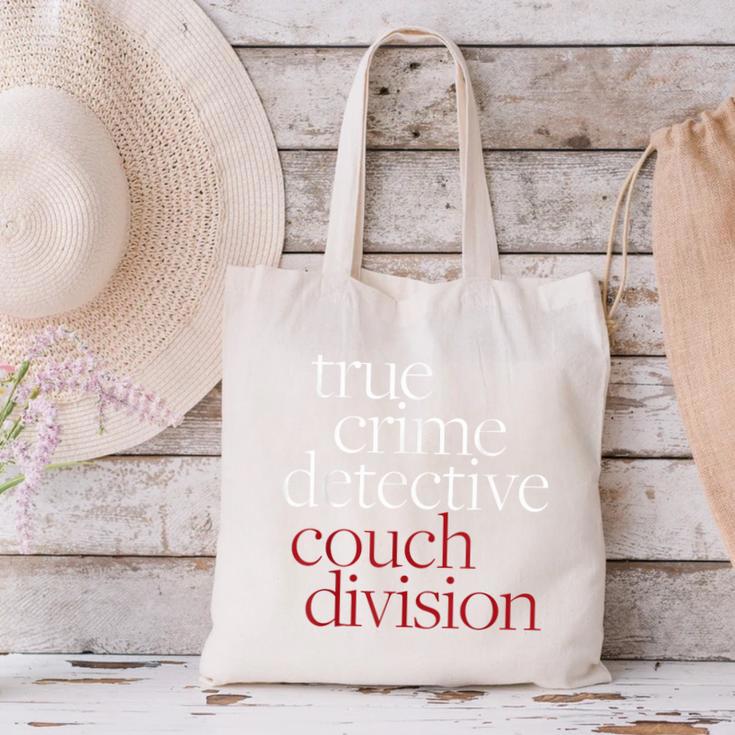True Crime Detective Couch Division Fun Crime Fan Introverts Canvas Tote Bag True Crime Detective Couch Division Fun Crime Fan Introverts Canvas Tote Bag