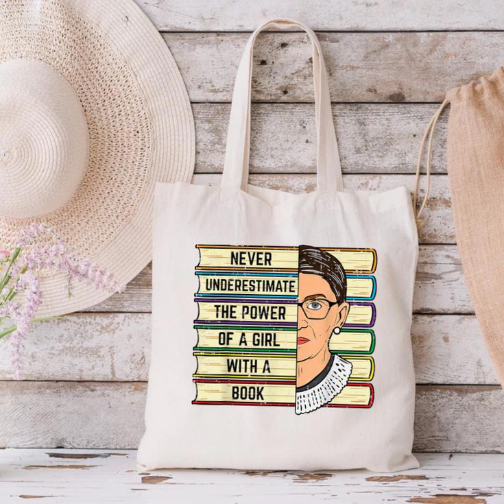 Never Underestimate Girl Read Book Reading Librarian Women Canvas Tote Bag