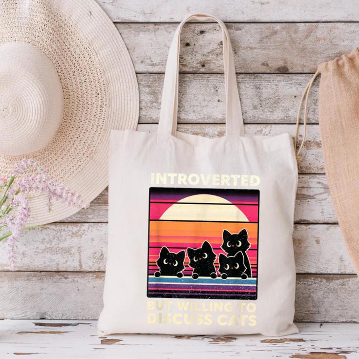 Unique Art For Introverted Cat Fans -Adults Cat Humorous Introvert Small Canvas Tote Bag