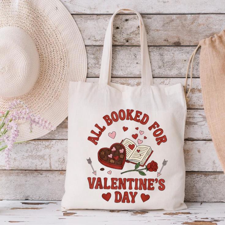 Valentines All Booked For Valentines Book Lover Girl Teacher Canvas Tote Bag
