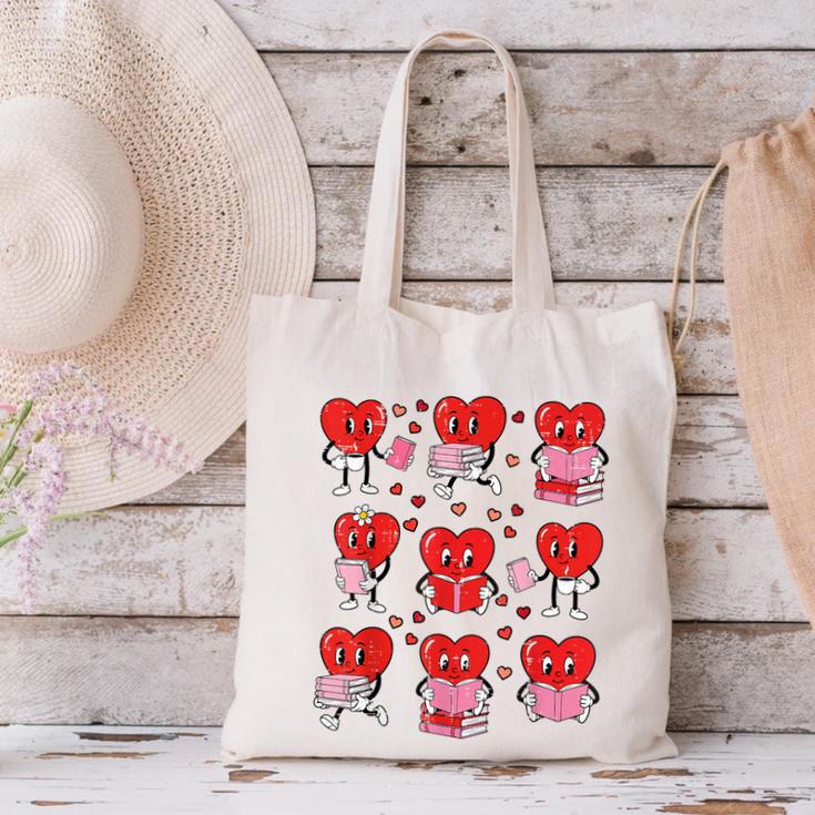 Valentines Day Librarian Heart Reading Book Women Men Kids Canvas Tote Bag Valentines Day Librarian Heart Reading Book Women Men Kids Canvas Tote Bag