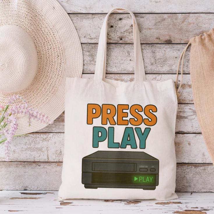 VHS Cassette Retro Analog Nostalgia Theme Canvas Tote Bag VHS Cassette Retro Analog Nostalgia Theme Canvas Tote Bag