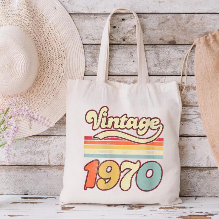 Vintage 1970 Birthday Retro Style 70's Born Nostalgia Outfit Canvas Tote Bag Vintage 1970 Birthday Retro Style 70's Born Nostalgia Outfit Canvas Tote Bag